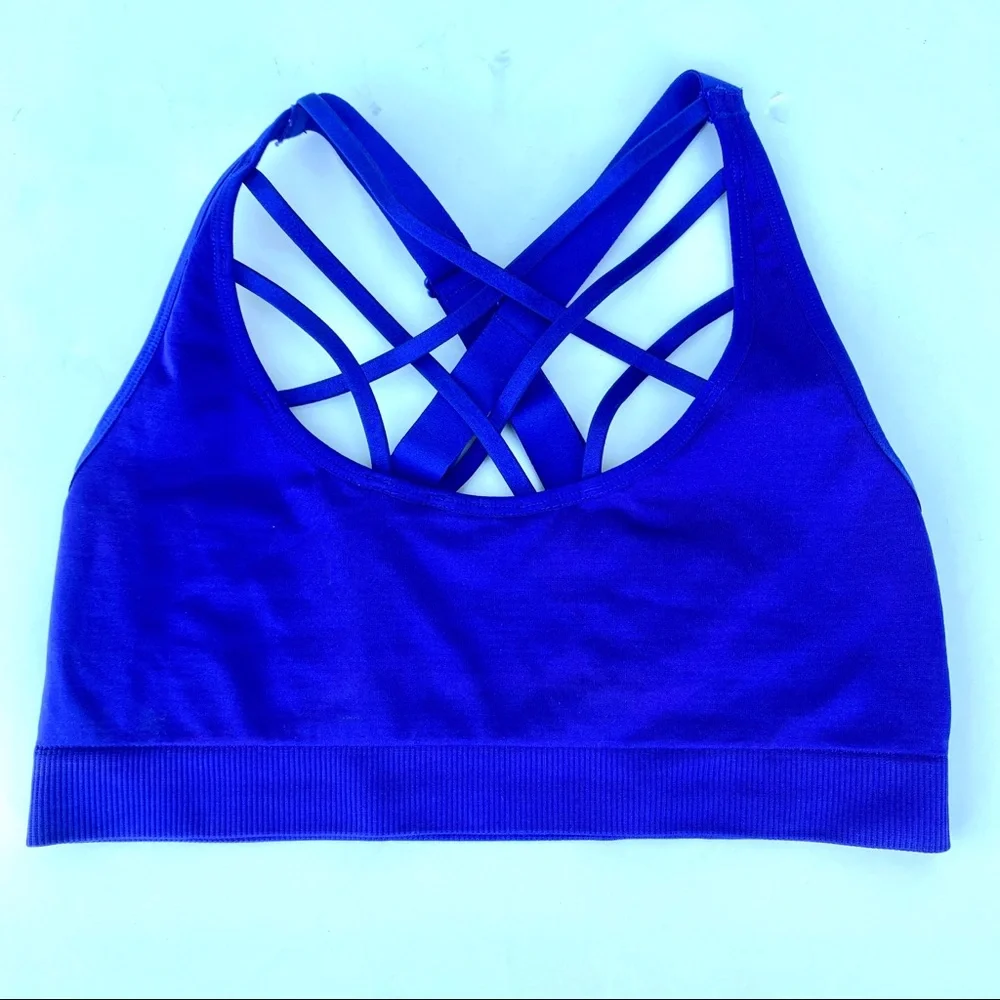 Victoria’s Secret Victoria Sport VSX sports bra Crisscross Cage Strappy blue M